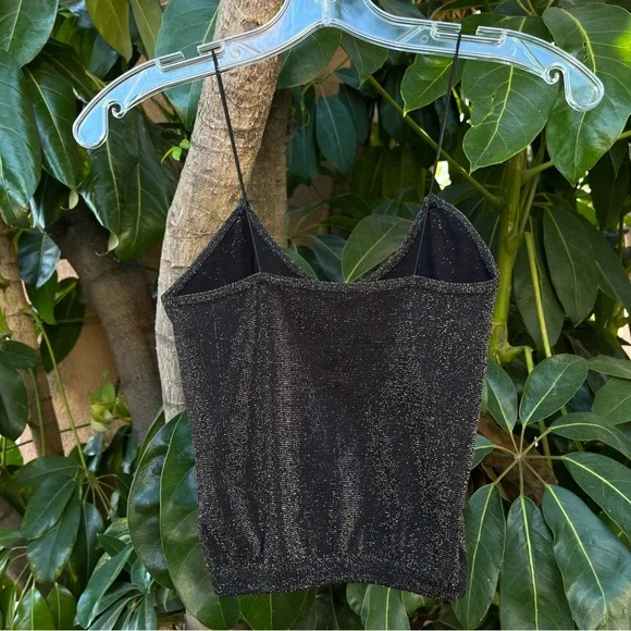 Free People black glittery gold tank crop top! - Picture 4 of 4